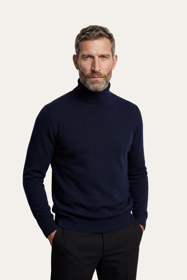 Navy Cashmere Turtleneck