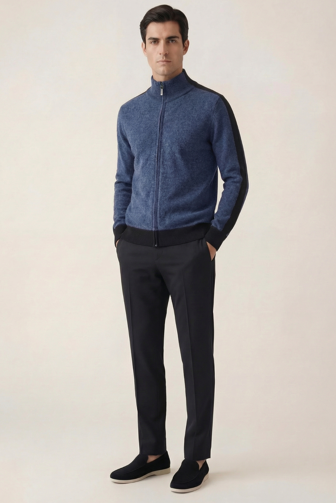 Navy Donati Cashmere Cardigan