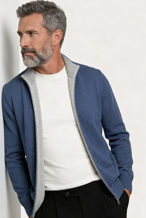 Light Grey Inside-Out Cashmere Cardigan