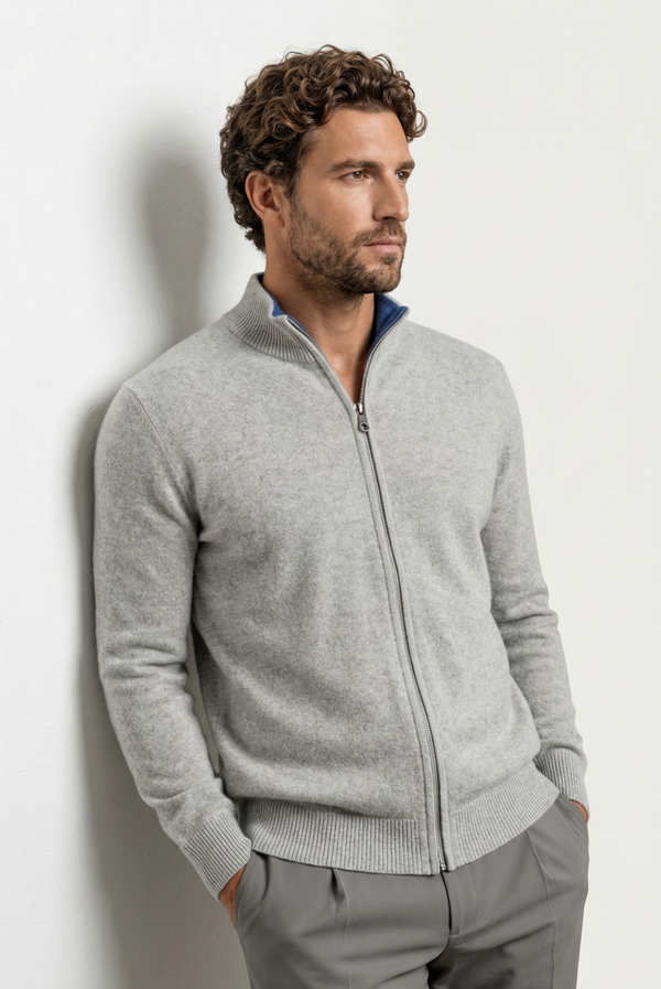 Navy Blue Inside-Out Cashmere Cardigan