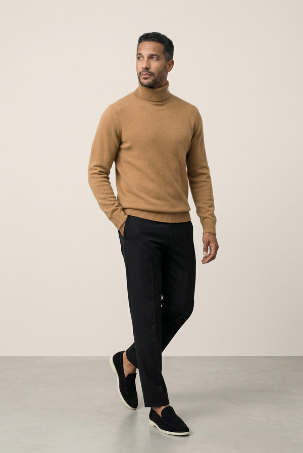 Camel Ribbed Cashmere Sweater