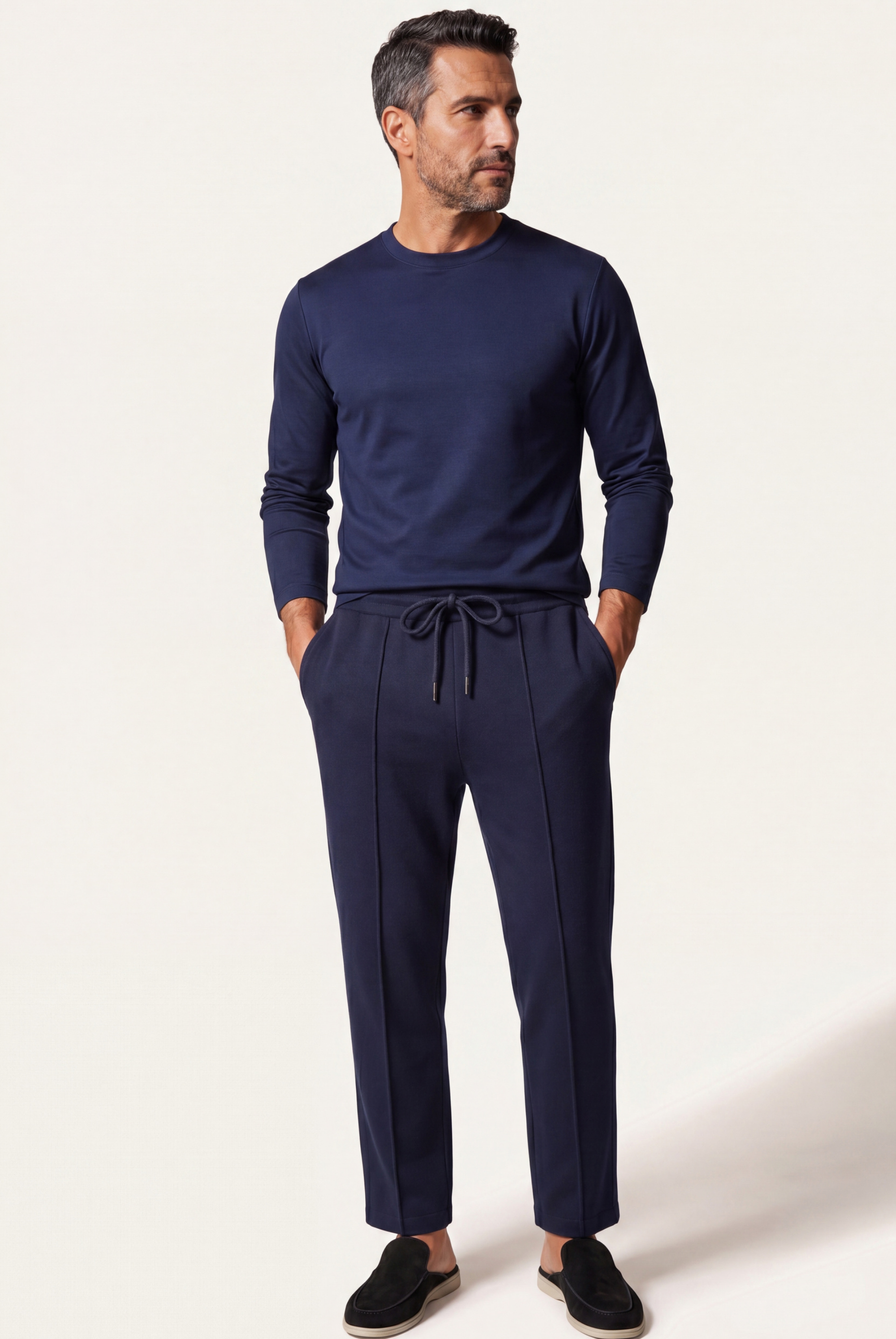 Navy Wool Lounge