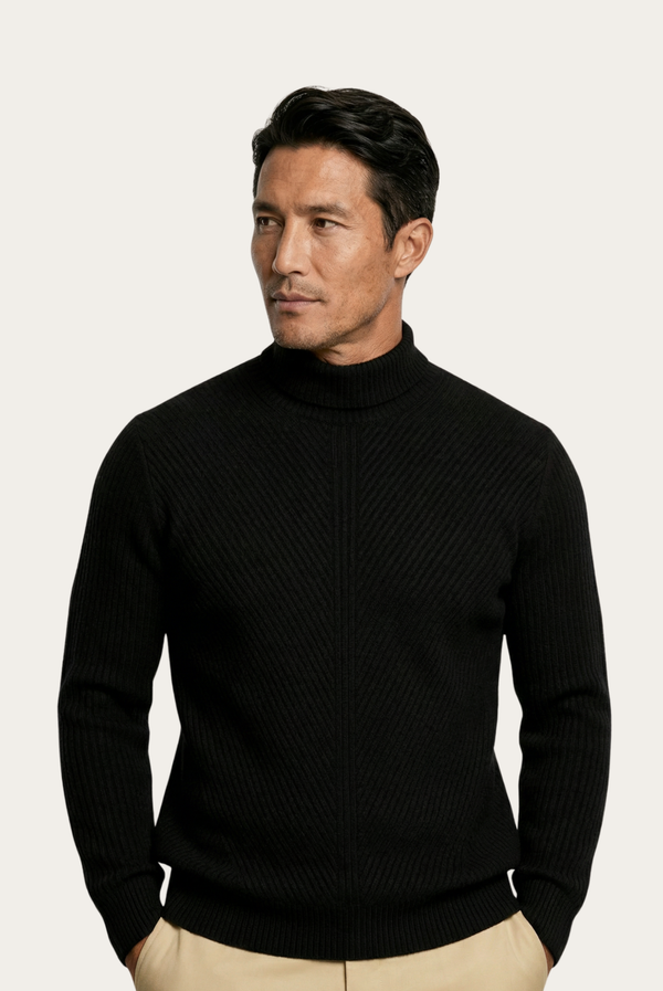 Black Ribbed Cashmere Sweater