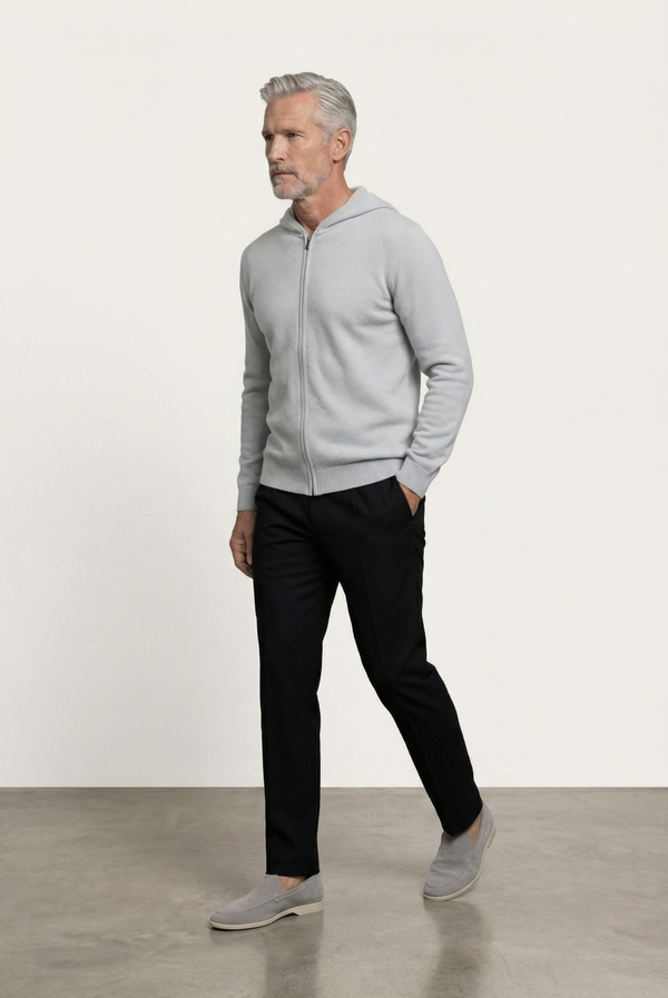 Silver Grey Cashmere Drape Cardigan