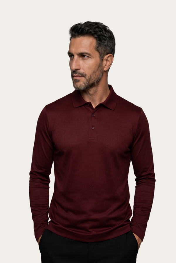 Burgundy Long Sleeve Polo