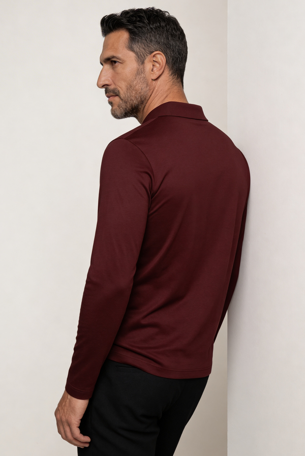 Burgundy Long Sleeve Polo