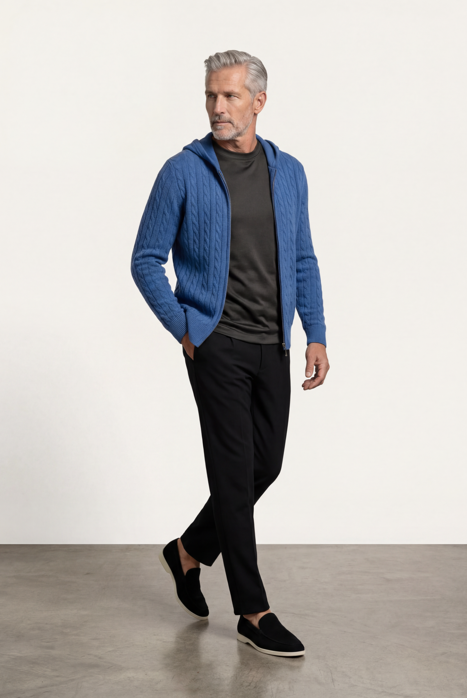 Blue Cashmere Zip Jacket