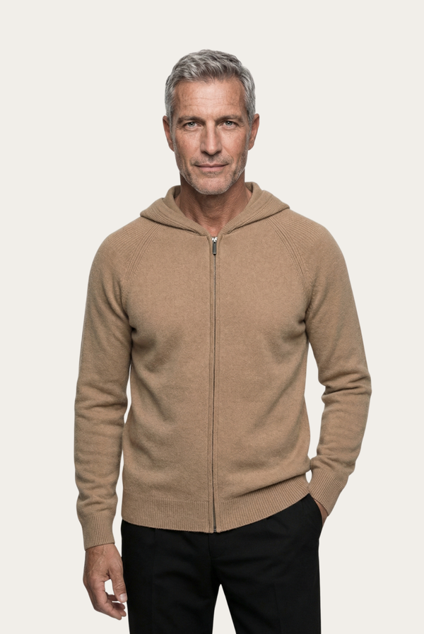 Camel Wool Zip Jacket