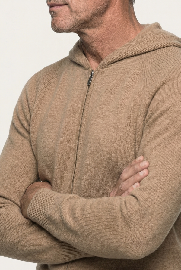 Camel Wool Zip Jacket