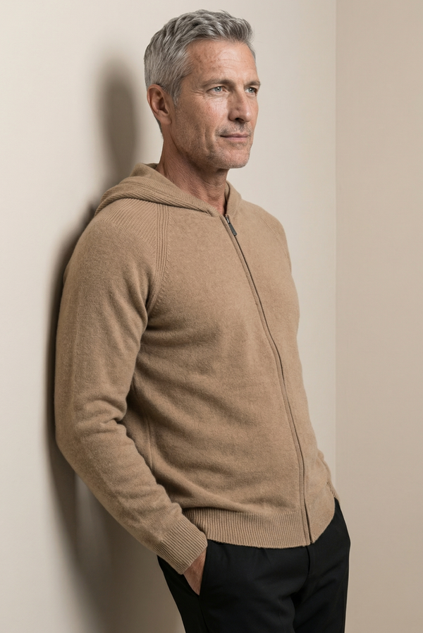 Camel Wool Zip Jacket