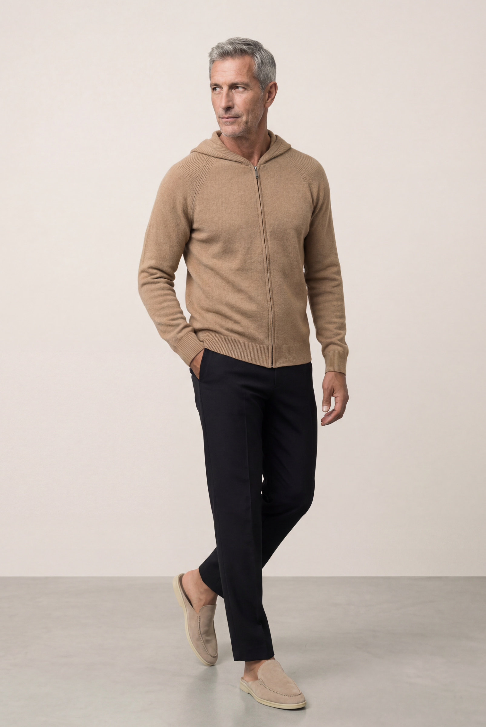 Camel Wool Zip Jacket