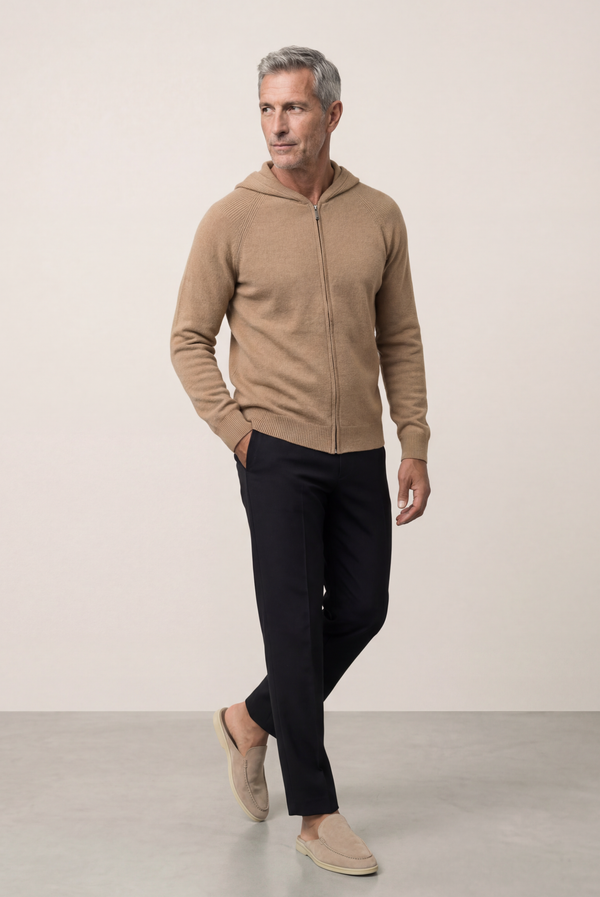 Camel Wool Zip Jacket